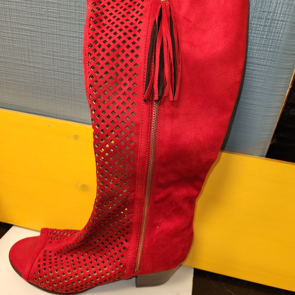 Chic Red Over the Knee Boots